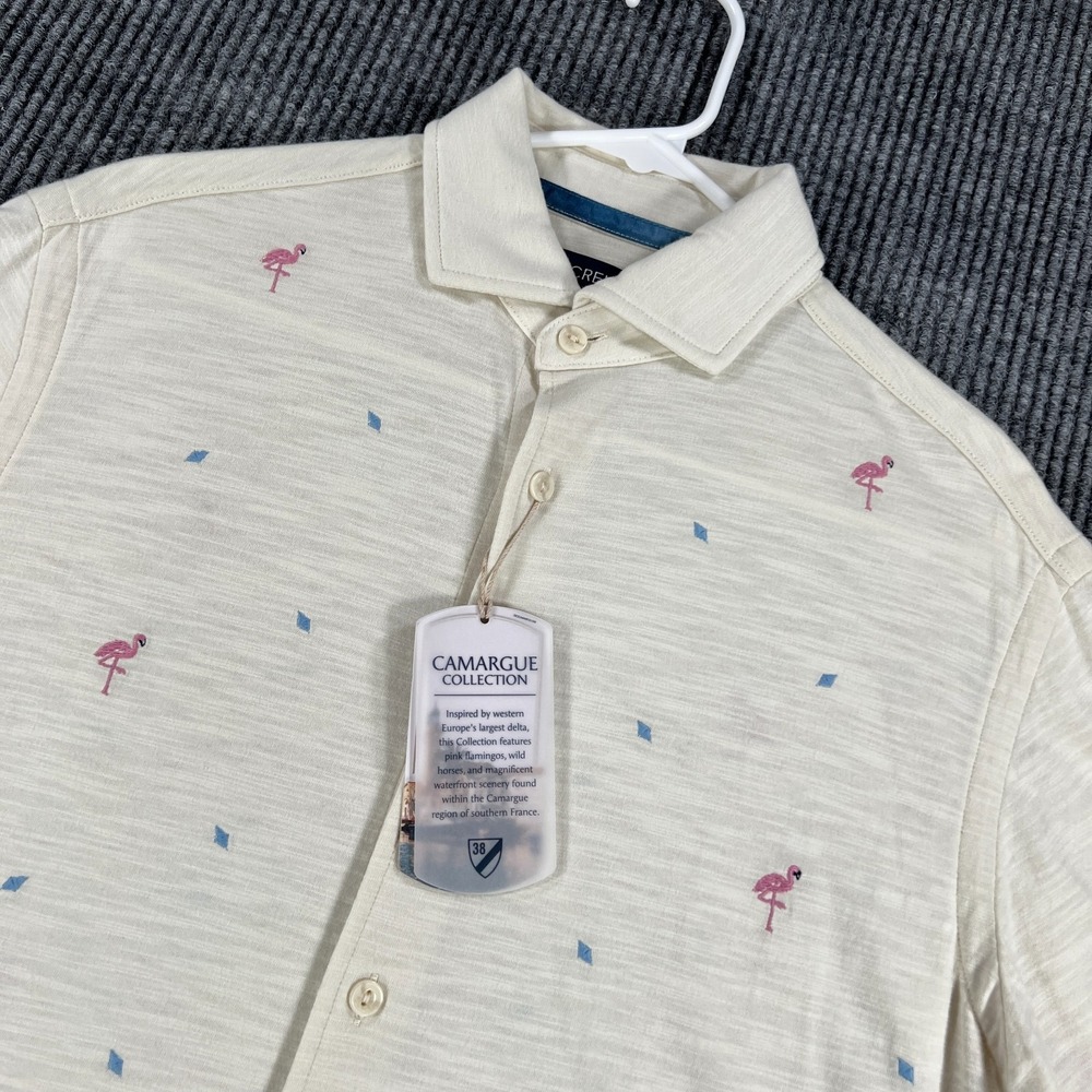 Cremieux Camargue Shirt Mens Small Ivory Geometric Short Sleeve Button Up New